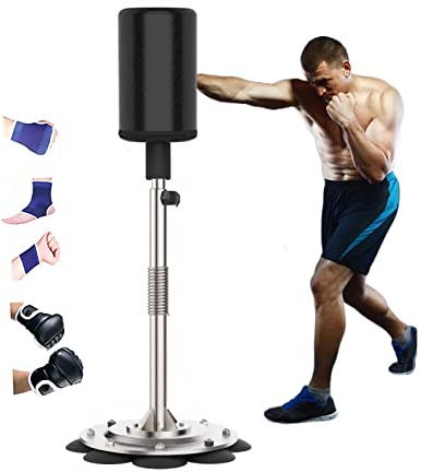 BAMFY Boxsack Mit Ständer Erwachsene Fitness Trainingsgeräte Jugendliche Kinder Reflexsack-Boxen Satz Einstellbare Punching Ball (Color : Schwarz, Size : 125-175cm)