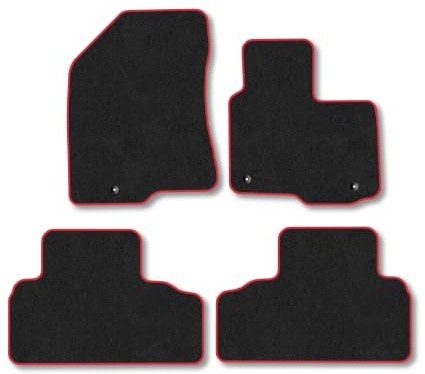 Kia Carens (2013-2019) Carpet Car Mats | Red Edge Trim Tailored Fit Floor Mats Full Coverage Protection Accessories Easy Clean Anti Slip Made in the UK