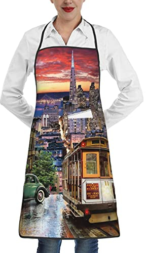 San Francisco bedruckte Kochschürze für Herren und Damen, große Tasche, Weiss/opulenter Garten, Einheitsgröße