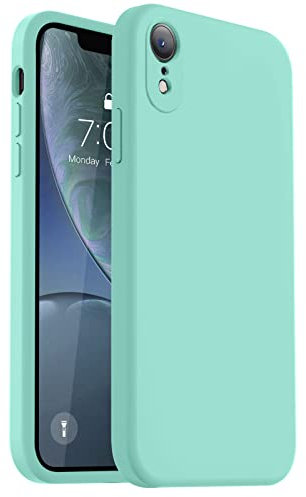 Vooii Compatible with iPhone XR Case, Upgraded Liquid Silicone with [Square Edges] [Camera Protection] [Soft Anti-Scratch Microfiber Lining] Phone Case for iPhone 10 XR 6.1 inch - Sea Blue
