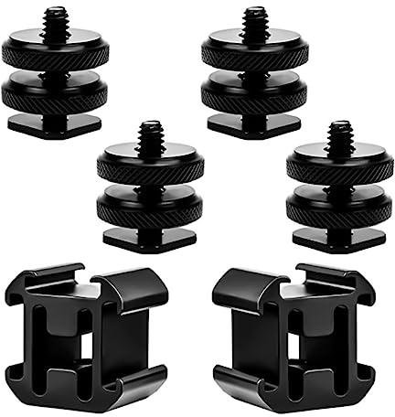 POFET 6 STÜCKE Kamera Blitzschuhadapter Set Cold Shoe Mount, Dreifach Blitzschuh Adapter, Blitzschuh Stativgewinde 1/4 20 für Blitzlichter Audiorecorder Mikrofone CSM Einbauadapter