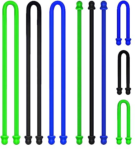 9Pcs Silicone Twist Ties, Steel-Core Rubber Twist Tie Set for Cords, Cables, and Gear Organization - Reusable and Versatile Cable Ties for Wire Management