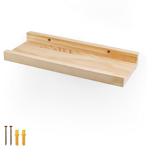 LNSYSNS Etagere Murale en Bois, Etagères Murales Bois de Pin, Un Mot Etagere Mural, 30cm de Long,Etagere Murale Flottante, Etagere Salle de Bain Bois pour la Cuisine, la Salle de Bain