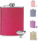 Hezhou Frauen Flachmann Klein mit Glitzer Color Mini Mit A Trichter Tragbar Edelstahl Flachmann Tragbar Edelstahl Zum Wandern, Klettern, Camping 235ML(8Oz) (Rose)