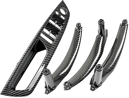 EVURU 4PCS Auto Innen Fensterheber Schalter Panel Türgriff Pull Abdeckung Trim für-BMW E70 E71 E72 X5 x6 2007-2014 Carbon Faser Rahmenverkleidung für Schalttafel