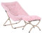 Welnow Comfy Saucer Chair with Ottoman, Oversized Folding Faux Fur Chair Soft Furry Lounge Lazy Chair with Metal Frame Moon Chair Accent Chair for Bedroom, Living Room, Dorm Rooms, Pink