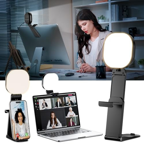 Computer Webcam Light for Zoom Meetings, Video Conference Light, LED Streaming Light for video Calls, Clip on Laptop Light with Stand for Zoom Calls/Video Recording