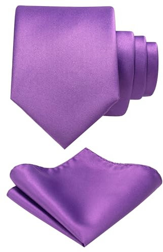 JEMYGINS Herren Krawatte mit Matte Oberfläche inklusive Einstecktuch Set in verschiedenen Farben Helles Lila
