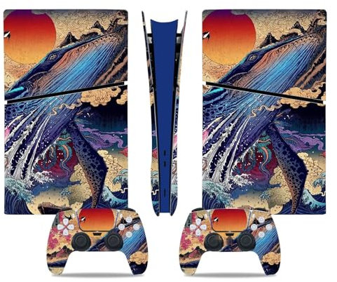 Peau Distance Console Pour PS5 Slim Skin Disc Edition & Pour PS5 Slim Skin Digital Edition Console Et Contrôleur Vinyl Cover Skins Wraps Scratch Resistant Compatible 31656 Cadeau D'enveloppements Skin