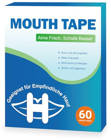 Mouth Tape for Sleeping, Mundpflaster Anti Schnarch, Mundkleber Nachts Schnarchstopper, Hilft Schnarchen Verhindern und Besser Durch Nase Atmen (Blau)