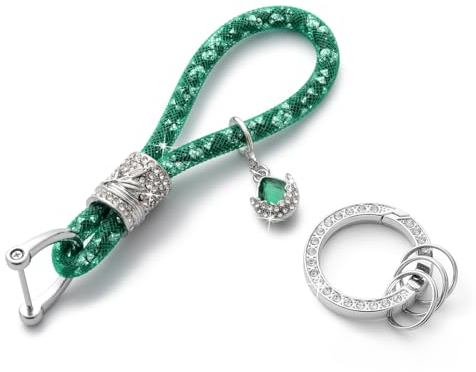 MORSUNBELA Schlüsselanhänger Grün Glitzer Autoschlüsselanhänger Damen Schlüsselanhänger Auto frauen Autoschlüssel Anhänger Strass,Dunkelgrün