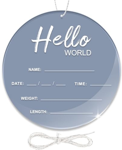 LZC LADYS GIFT Baby Ankündigungsschild, 17 cm Hello World Neugeborenes Schild, Dicke Upgrade Geburt Ankündigung Schild für Krankenhaus, Baby Namensschild für Kinderzimmer Baby Shower (Blau)