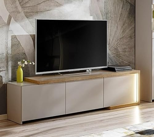 Generic Lowboard Sideboards & Kommode DASAR F01 RTV Schrank Wohnzimmer (Kaschmir + Natur Grand Eiche), 1D2K1S