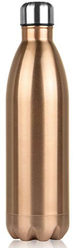 Bouteille d'eau Acier Inoxydable, Gourde Isotherme Réutilisable Gourde Inox sans BPA isolé à Bouteille Isotherme pour Froide Pendant 24heures, Chaude Pendant 12 Heures (Or, 1000ml)