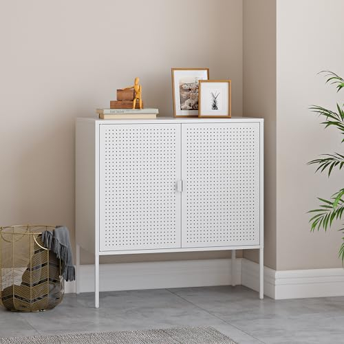 [en.casa] Sideboard Castelli Küchenschrank Metallschrank mit 2 Türen Buffetschrank Büroschrank Wohnzimmerschrank Flurschrank Aufbewahrungsschrank 82,5x80x40cm Stahl