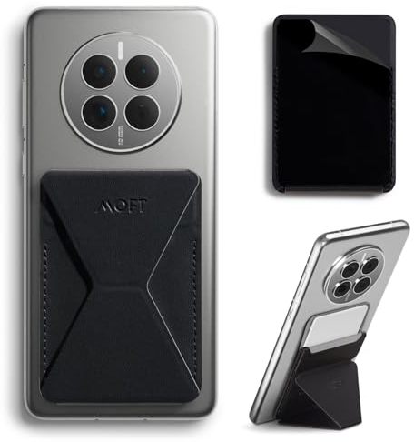 MOFT Kartenhalter Handy Ständer, Unsichtbare Selbstklebende Kartenhalter Portemonnaie, Veganes Leder Stick On Karten Portemonnaie für iPhone Android Smartphones (Jet Black)