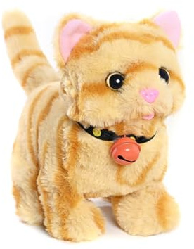 ISAKEN Plüsch Kätzchen Spielzeug, Elektronisches Interaktives Haustierkatze Spielzeug mit Läuft und Wackelt, Haustier Katzenspielzeug Weihnachten Kindergeburtstag Geschenke für Kinder Jungen Mädchen