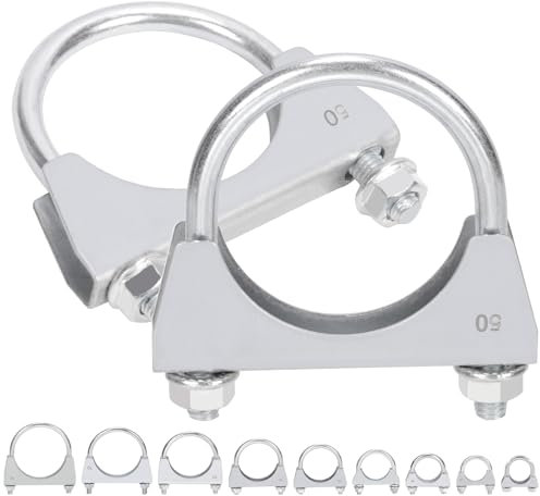 Mardatt 2 abrazaderas de perno en U, abrazadera de tubo de escape de 2 pulgadas (50 mm), silenciador en U perno, abrazadera de tubo de escape de perno en U, abrazadera de tubo de escape de perno en U,