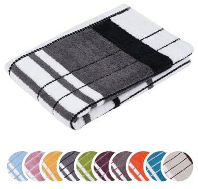 liebling Duschtuch, 100% Baumwolle, Serie Potsdam, 70 x 100 cm, 60 Grad waschbar, trocknergeeignet, Farbe: anthrazit & schwarz