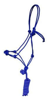 OR S-LINE Reithalfter, Knotenhalfter Set inkl. Strick für Bodenarbeit Full/Warmblut für Pferde Knotenhalfterset mit Stricklänge 2,80m (blau)