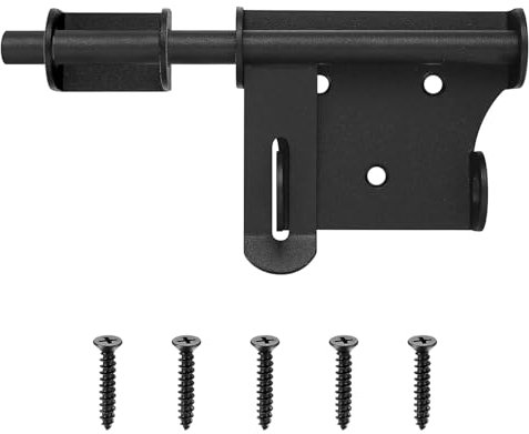 Pestillo Deslizante, 158 mm Pestillo de Puerta, Pestillo Puerta Corredera, Pestillo Puerta Exterior, Cerrojo Puerta Corredera para Baño, Dormitorio, Jardín, Puerta de Garaje, Negro