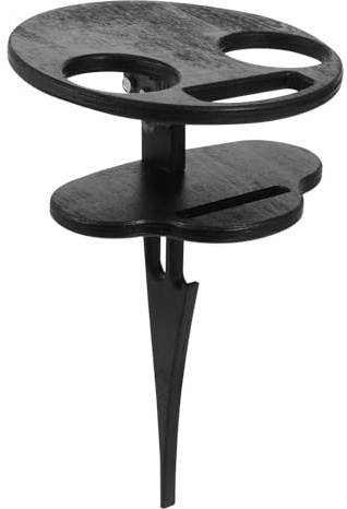 HANABASS Klappbarer Runder Outdoor Weintisch Holz Tragbar mit Faltmechanismus für Camping Picknick Strand