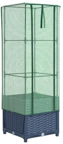 vidaXL Hochbeet mit Gewächshaus-Aufsatz Rattan-Optik 40x40x139 cm
