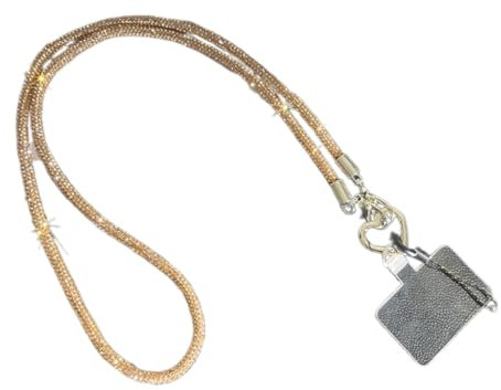 Bydezcon Schlüsselanhänger für Damen, Strass, Crossbody-Telefonband, verstellbare Länge, Handykette, buntes Kristall-Schlüsselanhänger, Zubehör für den täglichen Gebrauch, champagnerfarben