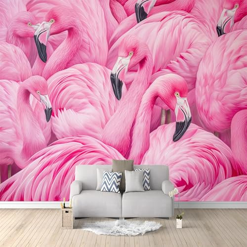 Papier Peint Photo Style PeintureL'Huile Couleur Rose Flamant Rose 400x280 cm Papier Peint Panoramique Papier Peint intissé Murale Pour Chambre De Fille, Garçon, Chambre De Bébé Salon Chambre Décor