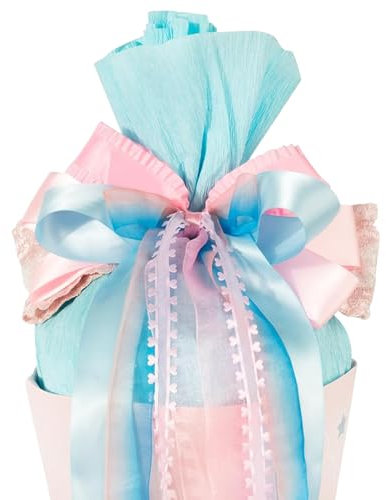 HEVIBK Schultütenschleife Rosa Lila Schmetterling Zuckertüten Schleife für Mädchen, Schultüte Zuckertüte Deko Schulanfang Einschulung Deko (Puderblau)