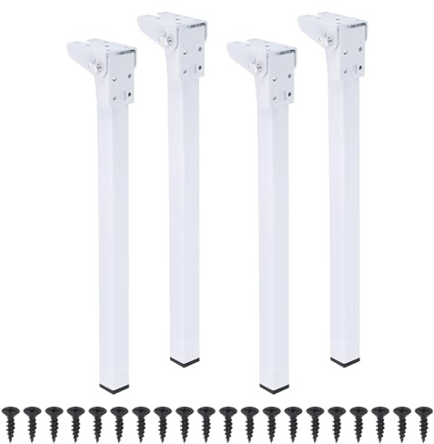 sourcing map Lot de 4 pieds de table pliants en métal de 41 cm, pieds de rechange pour armoire, canapé, chaise, lit - Blanc