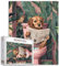 Tucocoo Puppy on Toilet Jigsaw Puzzle 1000 Pieces Puzzles for Adults, Cute Dog Tropical Plant Bathroom Art Puzzle for Challenging Family Activity Games Colorful DIY Crafts Puzzle for Home Decor Gifts