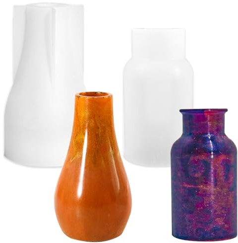 Lot de 2 moules en silicone pour vases, pots de stockage, bouteilles, vases en béton, moules en résine époxy, pour plantes, vases 3D, moules pour loisirs créatifs et décoration de la maison