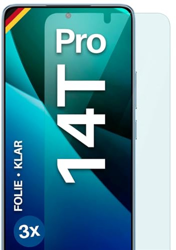 moex für Xiaomi 14T Pro Schutzfolie Displayschutz Folie Ultra-klar HD 0,2 mm kompatibel mit jeder Hülle, Anbringen ohne Blasen, Handyfolie Extra Kratzfest, FlexProtect 3 Stück