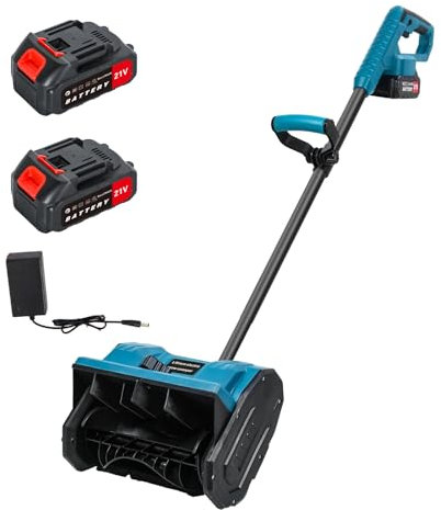 gihusrzx Electric Snow Shovel Cordless, 11-Inch Width Electric Snow Blower, Snow Shovel Cordless Electric Snow Shovel for Driveway Sidewalks, Snow Removal(2 Battery, Charger Included) Blue