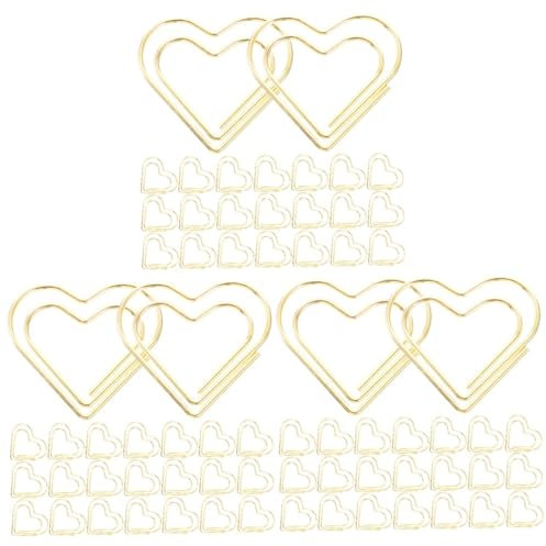 LALAFINA 300stücke Herzförmige Büroklammern Aus Kreative Lesezeichen Und Aktenklammern Für Büro Und Schule Goldene Papierclips Für Organisation Und Dekoration