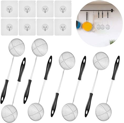 8 Stück Handgestrickt Fondue Sieb, Mit 8 Haken Sieb Edelstahl, Fondue Zubehör, Siebkelle, Feinmaschig, Perfekt Zum Kochen Von Gemüse, Pilzen, Fisch Oder Fleisch