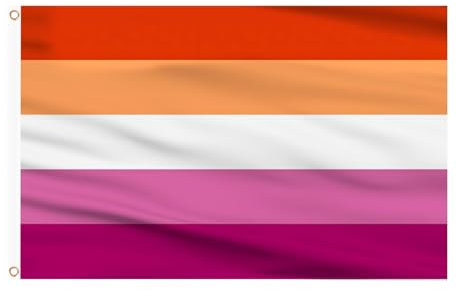 AhfuLife Drapeau Lesbien Arc-en-Ciel LGBT 90x150cm, 2Pcs Drapeau Gay Pride Double Face avec Œillets Laiton en Polyester pour Pride Day Marche des Fiertés Événement Decor Jardin Bar Masion