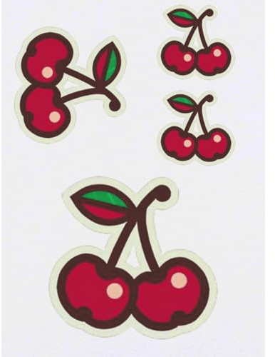 Azeeda 4 x 'Two Cherries' Temporary Tattoos (TO00073312) | Mixed-Size Water Resistant Skin Safe Transfers for Parties and Costumes