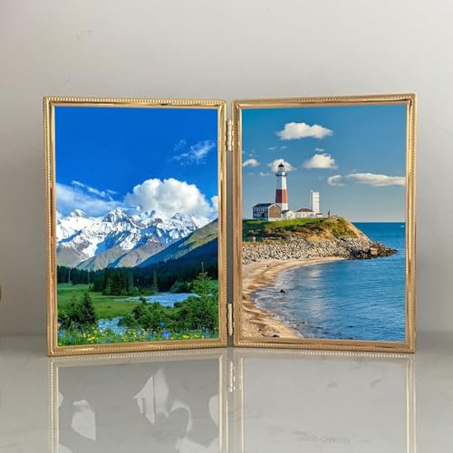 Wycian Bilderrahmen Gold Vintage Photo Frame 15X20 15X20cm Vertikal Vertikal Tischplatte Metall Rechteck Upgrade 2.0 für Home Décor