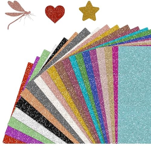 20 Blatt Glitzerpapier zum Basteln, 20 Farben Tonpapier A4 Bunt Glitzer, Bastelpapier, Pappe Zum Basteln, Buntes Papier, für Produktverpackungen, Kunsthandwerk, Szenengestaltung