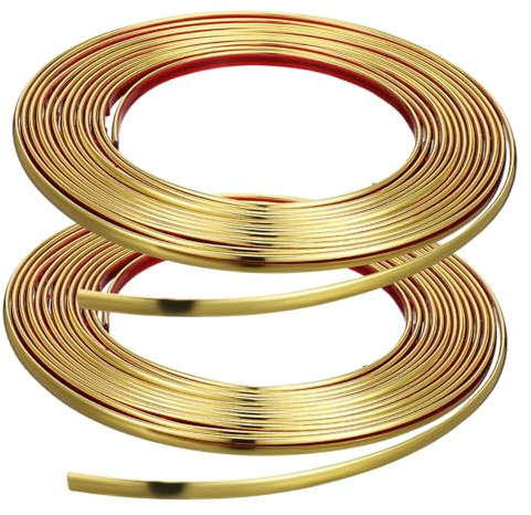 Lurrose 2 Rouleaux Moulure Murale Autocollante Flexible Baguette Décorative Dorée pour Salon Chambre Décoration Murale