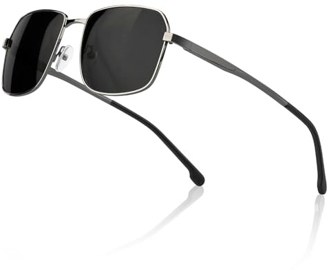 Missfive Klassisch TR Polarisierte Sonnenbrille Herren UV400 Schutz, Sonnenbrille Polarisiert mit Metall Federscharnier, Eckige Sunglasses für Fahren, Angeln, Outdoor, Schwarz/Blau Sunglasses
