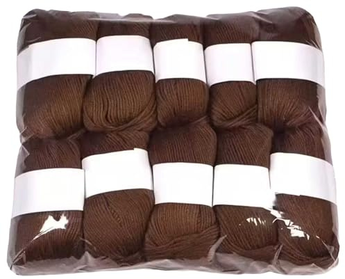 10er Set Luxus - Mischgarn - 500g Wolle - 57 braun - weiches Webgarn geeignet für Pullover, Babydecken, Schals - 10x 50g - Hochwertige Fasern für Häkeln und Basteln