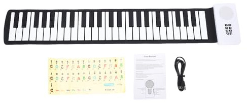 Tonysa Flexibles Elektronisches Klavier Mit 49 Tasten Und Silikontasten, Tragbares Lernmusikspielzeug Für Anfänger, Schwarz Weiß