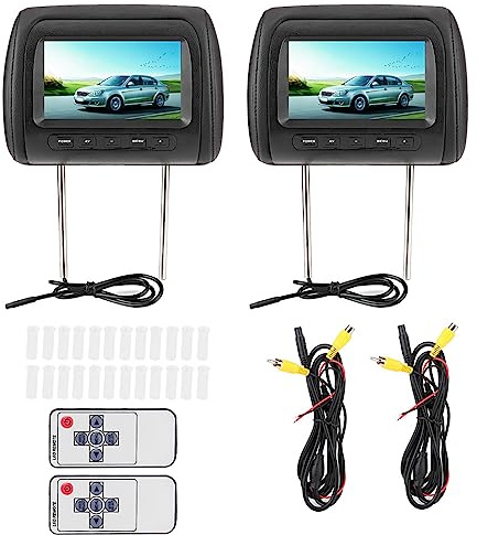 BONKZEBU 2pcs 7in LCD Headrest Display, 9in Wide Screen Dual Channel Infrared Transmitter Wireless Remote Control, Adjustable Headrest LCD Video Monitor,for Car Installation