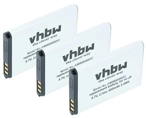 vhbw 3X Akku Ersatz für Doro DBR-800A | für Handy Smartphone Telefon (650 mAh, 3,7 V, Li-Ion)