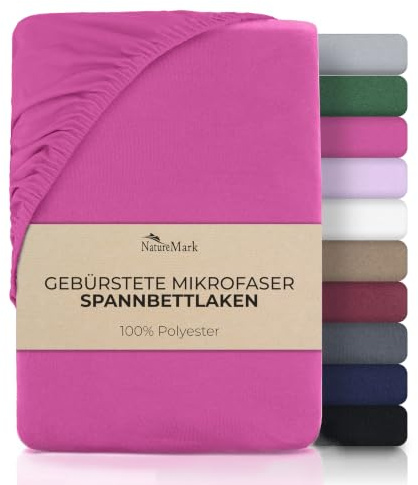 NatureMark Mikrofaser Spannbettlaken – weich, atmungsaktiv und pflegeleicht – hautfreundlich, schnelltrocknend und formstabil - 90x200 cm, Pink