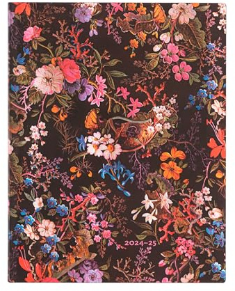 Floralia (William Kilburn) Ultra 18-month Vertical Softcover Flexi Dayplanner 2025 (Elastic Band Closure)