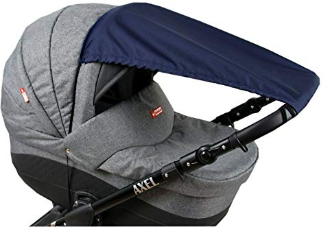 BABYLUX Sonnenschutz UV Rollo Schütz SONNENSEGEL Sonnendach für Kinderwagen Buggy (Marine Blau)